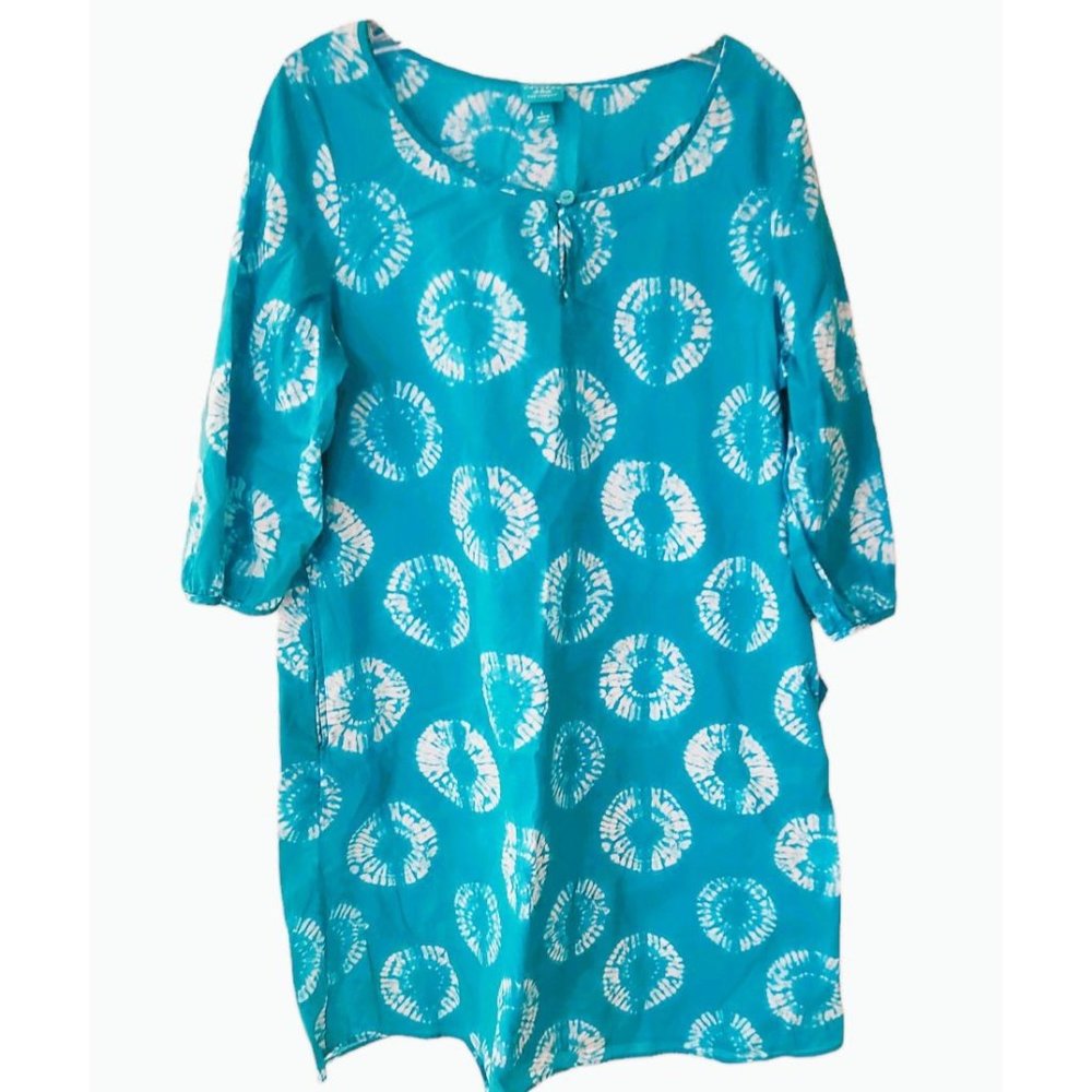 Calypso St. Barth Turquoise White Tie-Dye Cover-Up